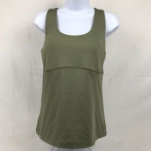 Athleta Green Stretch Tank Built in Bra Sz 36DD